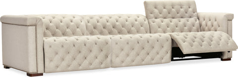 Hooker Furniture Living Room Savion Deux 3 Seat Sofa with Two Power Recliners and Three Power Headrests