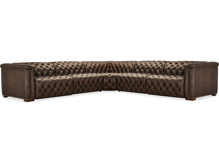 Hooker Furniture Living Room Savion Deux 5 Seat Sectional with Three Power Recliners and Six Power Headrests