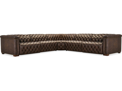 Hooker Furniture Living Room Savion Deux 5 Seat Sectional with Three Power Recliners and Six Power Headrests