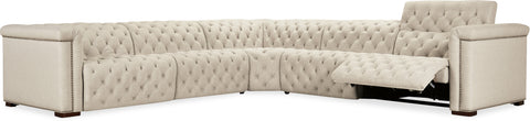 Hooker Furniture Living Room Savion Deux 5 Seat Sectional with Three Power Recliners and Six Power Headrests