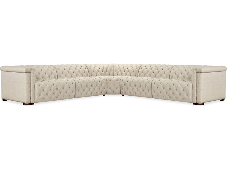 Hooker Furniture Living Room Savion Deux 5 Seat Sectional with Three Power Recliners and Six Power Headrests
