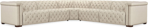 Hooker Furniture Living Room Savion Deux 5 Seat Sectional with Three Power Recliners and Six Power Headrests