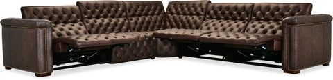 Hooker Furniture Living Room Savion Deux 5 Seat Sectional with Four Power Recliners and Six Power Headrests