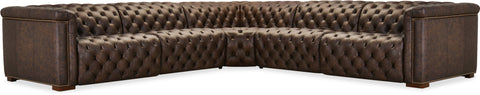 Hooker Furniture Living Room Savion Deux 5 Seat Sectional with Four Power Recliners and Six Power Headrests