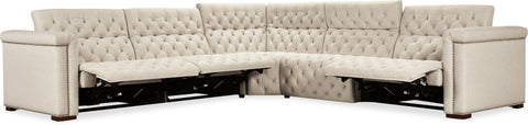 Hooker Furniture Living Room Savion Deux 5 Seat Sectional with Four Power Recliners and Six Power Headrests