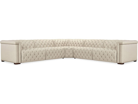 Hooker Furniture Living Room Savion Deux 5 Seat Sectional with Four Power Recliners and Six Power Headrests
