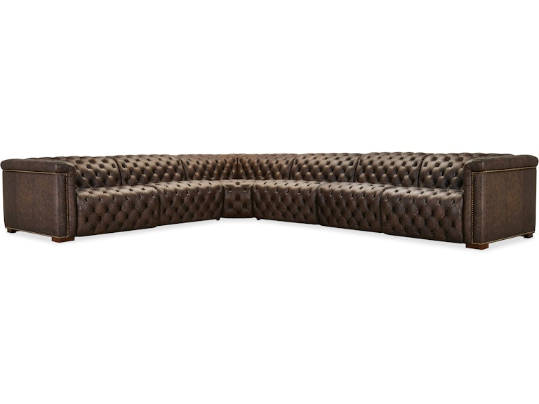 Hooker Furniture Living Room Savion Deux 6 Seat Sectional with Three Power Recliners and Seven Power Headrests