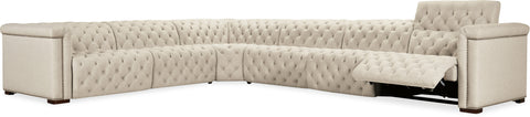 Hooker Furniture Living Room Savion Deux 6 Seat Sectional with Three Power Recliners and Seven Power Headrests