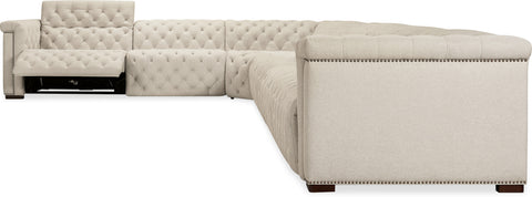 Hooker Furniture Living Room Savion Deux 6 Seat Sectional with Three Power Recliners and Seven Power Headrests