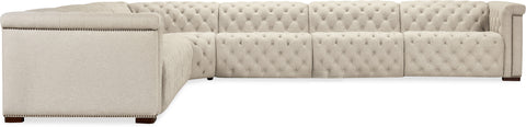 Hooker Furniture Living Room Savion Deux 6 Seat Sectional with Three Power Recliners and Seven Power Headrests