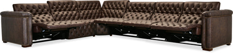 Hooker Furniture Living Room Savion Deux 6 Seat Sectional with Four Power Recliners and Seven Power Headrests