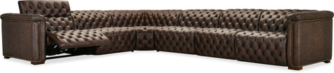 Hooker Furniture Living Room Savion Deux 6 Seat Sectional with Four Power Recliners and Seven Power Headrests