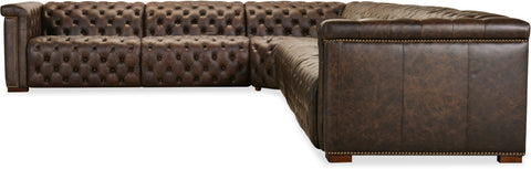 Hooker Furniture Living Room Savion Deux 6 Seat Sectional with Four Power Recliners and Seven Power Headrests