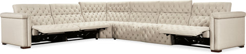 Hooker Furniture Living Room Savion Deux 6 Seat Sectional with Four Power Recliners and Seven Power Headrests