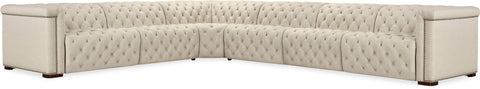 Hooker Furniture Living Room Savion Deux 6 Seat Sectional with Four Power Recliners and Seven Power Headrests