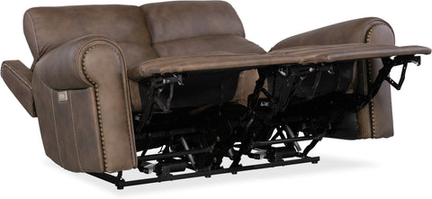 Hooker Furniture Living Room Duncan Power Loveseat w/Power Headrest & Lumbar