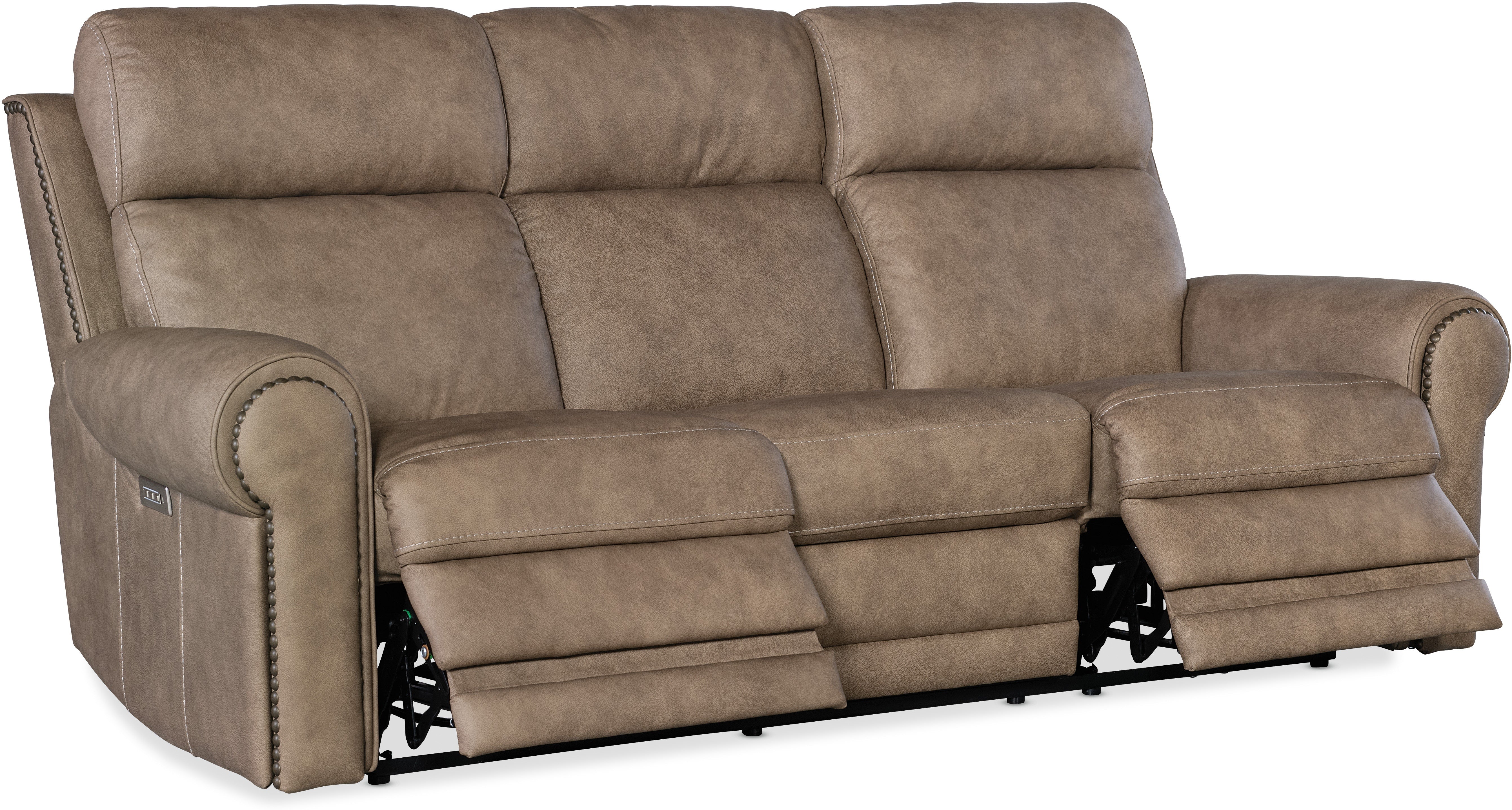 Hooker Furniture Living Room Duncan Power Sofa w/Power Headrest & Lumbar