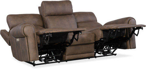 Hooker Furniture Living Room Duncan Power Sofa w/Power Headrest & Lumbar