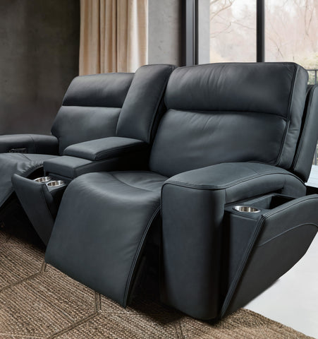 Hooker Furniture Living Room Riverton Power Gliding Console Loveseat with Power Headrest and Lumbar