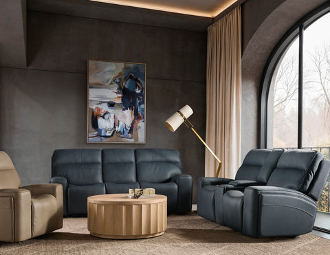 Hooker Furniture Living Room Riverton Power Gliding Console Loveseat with Power Headrest and Lumbar