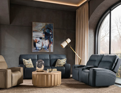 Hooker Furniture Living Room Riverton Power Gliding Console Loveseat with Power Headrest and Lumbar