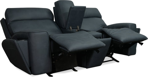 Hooker Furniture Living Room Riverton Power Gliding Console Loveseat with Power Headrest and Lumbar