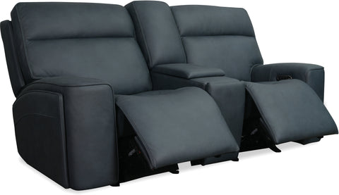 Hooker Furniture Living Room Riverton Power Gliding Console Loveseat with Power Headrest and Lumbar