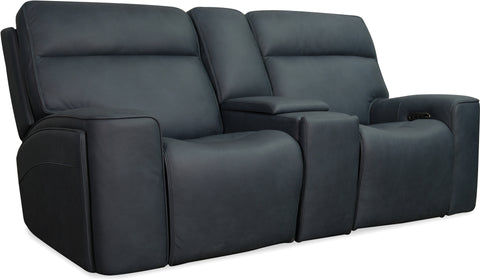 Hooker Furniture Living Room Riverton Power Gliding Console Loveseat with Power Headrest and Lumbar