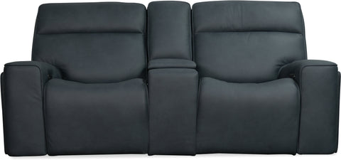 Hooker Furniture Living Room Riverton Power Gliding Console Loveseat with Power Headrest and Lumbar