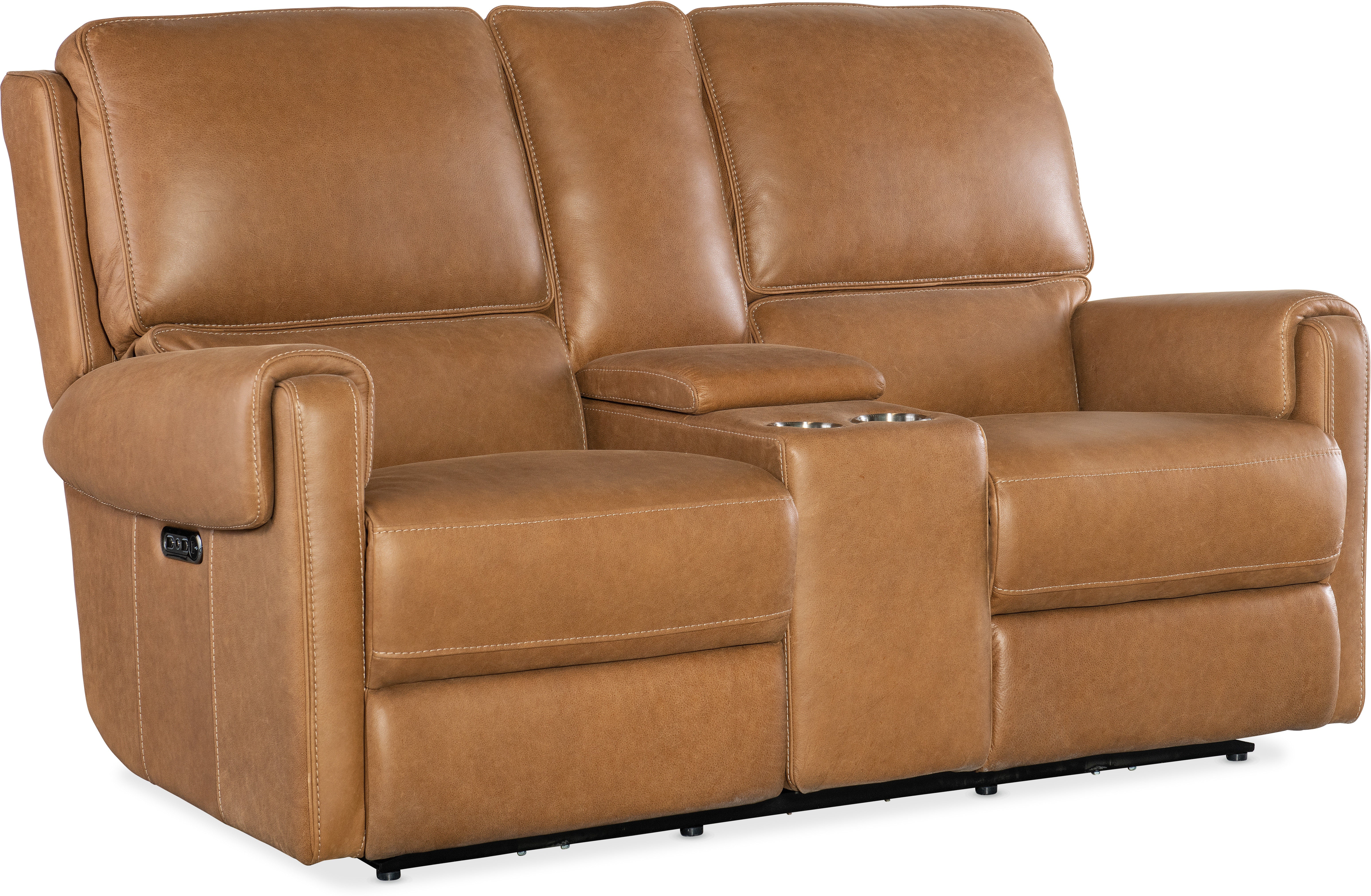 Hooker Furniture Living Room Somers Power Console Loveseat w/Power Headrest