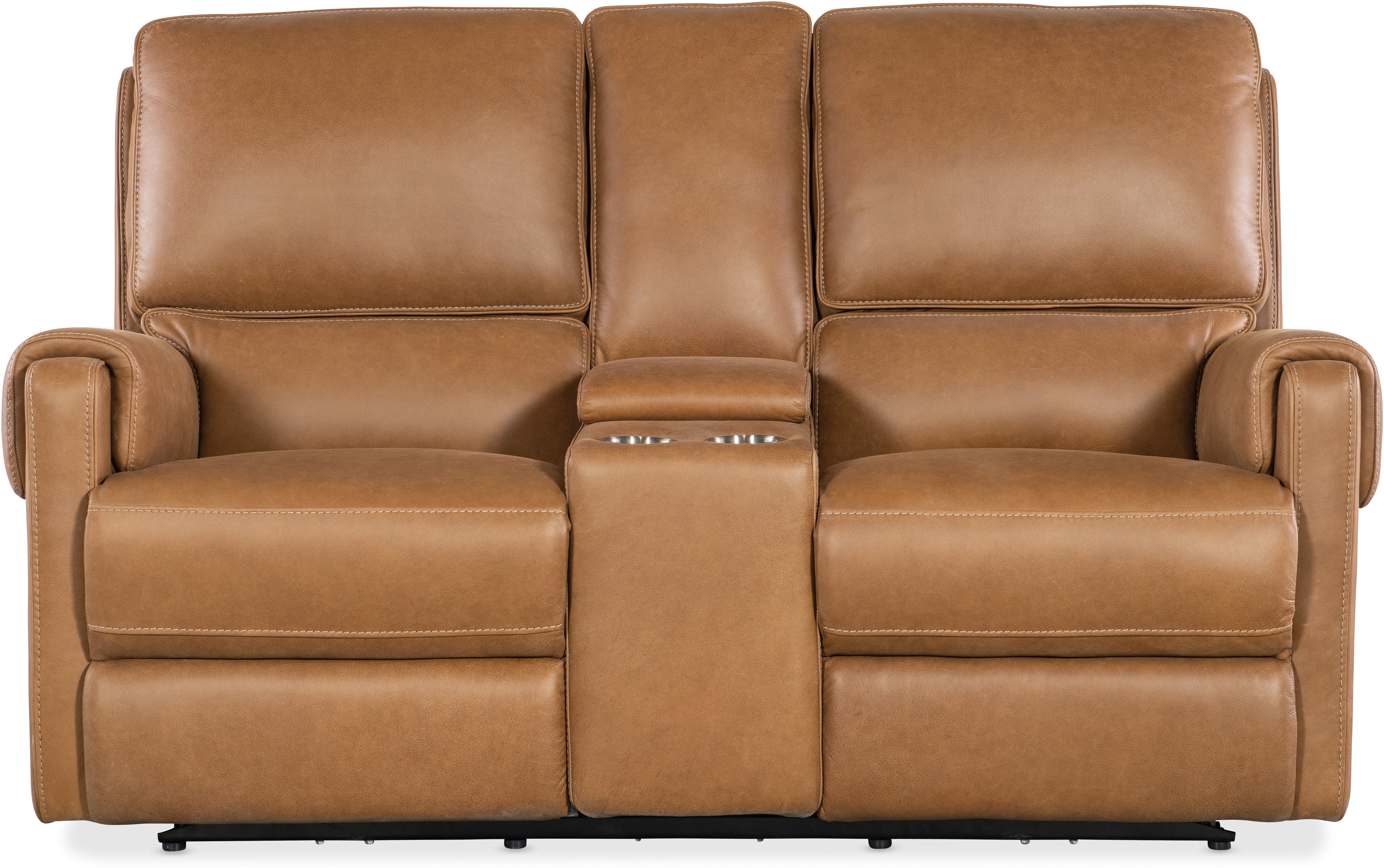 Hooker Furniture Living Room Somers Power Console Loveseat w/Power Headrest