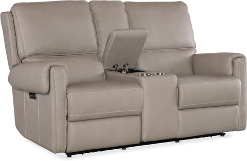 Hooker Furniture Living Room Somers Power Console Loveseat w/Power Headrest