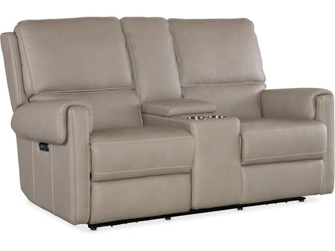 Hooker Furniture Living Room Somers Power Console Loveseat w/Power Headrest