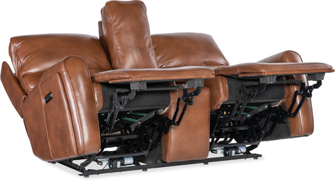Hooker Furniture Living Room Crosby Zero Gravity Power Console Loveseat with Power Headrest and Lumbar