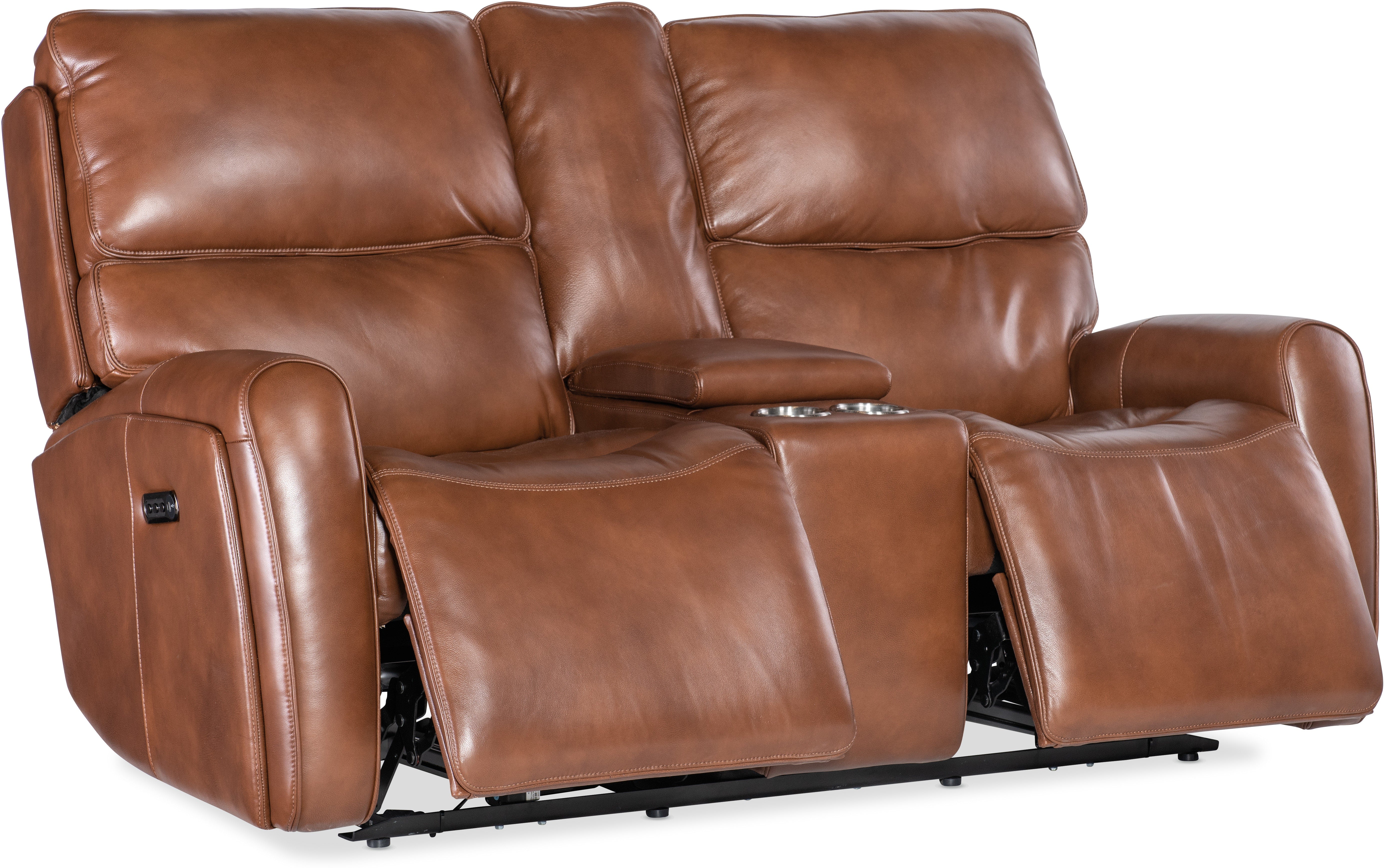 Hooker Furniture Living Room Crosby Zero Gravity Power Console Loveseat with Power Headrest and Lumbar