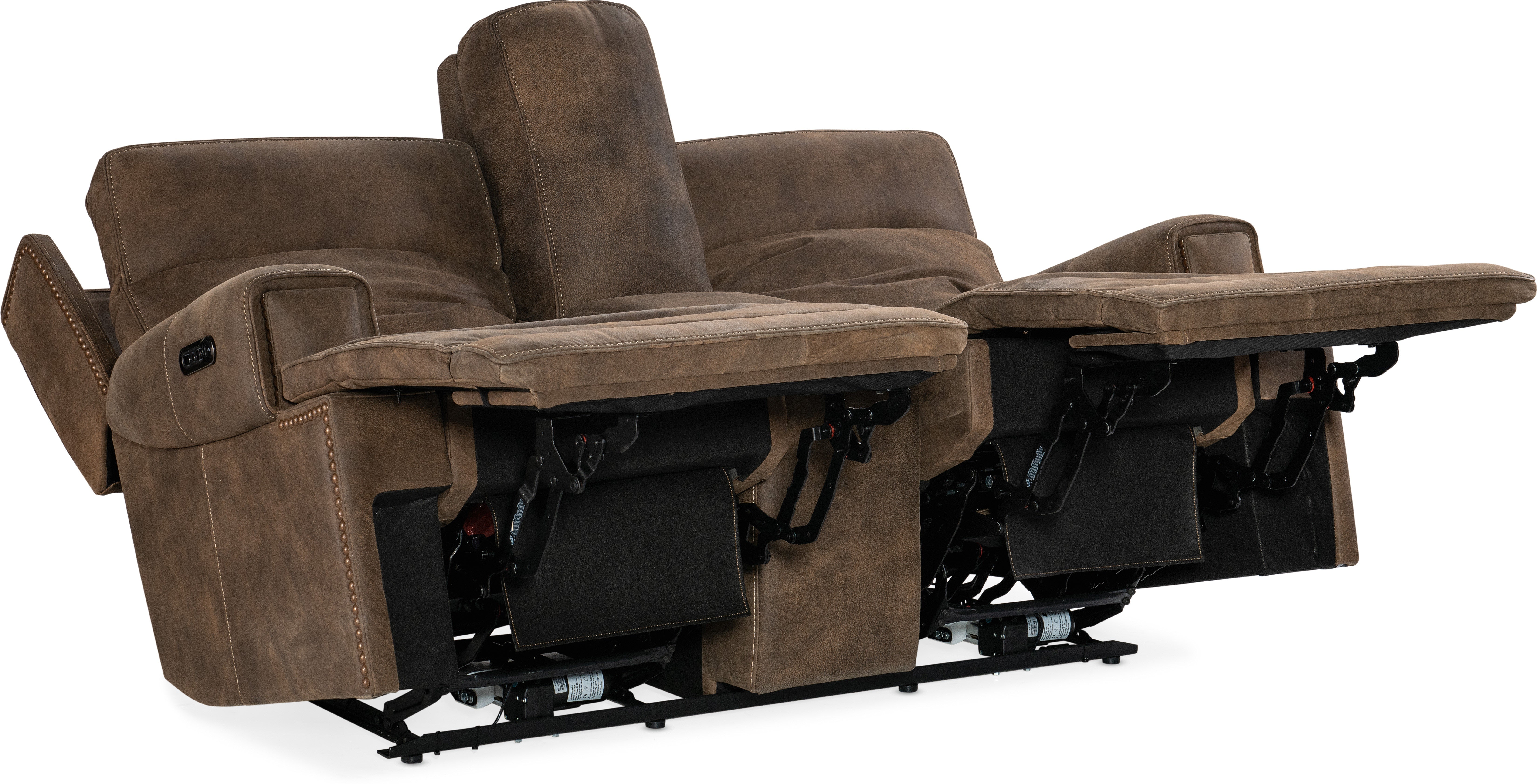 Hooker Furniture Living Room Wheeler Power Console Loveseat with Power Headrest