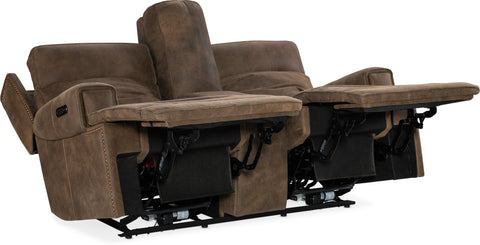 Hooker Furniture Living Room Wheeler Power Console Loveseat with Power Headrest