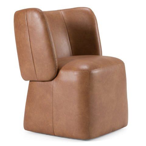 Modrest Standing Modern Brown Vegan Leather Dining Chair With Castor Wheels Model VGKK-KF.Y1255-BRN