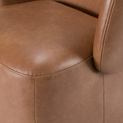 Modrest Standing Modern Brown Vegan Leather Dining Chair With Castor Wheels Model VGKK-KF.Y1255-BRN