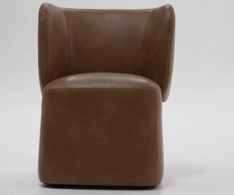 Modrest Standing Modern Brown Vegan Leather Dining Chair With Castor Wheels Model VGKK-KF.Y1255-BRN