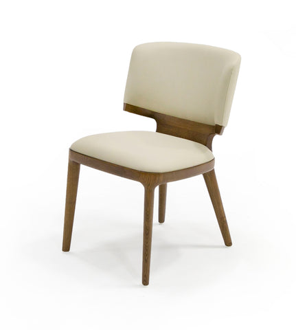 Modrest Stanley Contemporary Cream Leatherette and Walnut Set of Two Dining Chairs By VIG Furniture