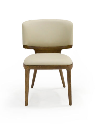 Modrest Stanley Contemporary Cream Leatherette and Walnut Set of Two Dining Chairs By VIG Furniture