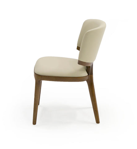 Modrest Stanley Contemporary Cream Leatherette and Walnut Set of Two Dining Chairs By VIG Furniture