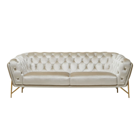 Divani Casa Stella Transitional Beige Velvet Sofa Model VGCA2020-BEIGE-S