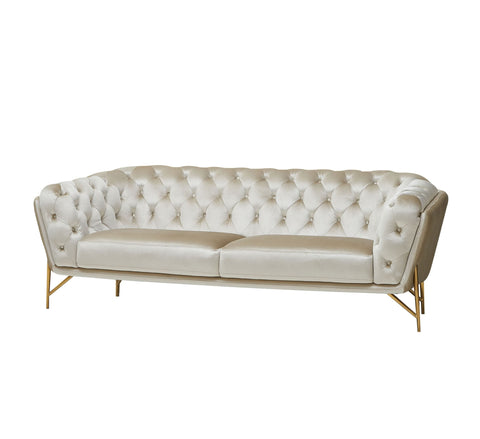 Divani Casa Stella Transitional Beige Velvet Sofa Model VGCA2020-BEIGE-S