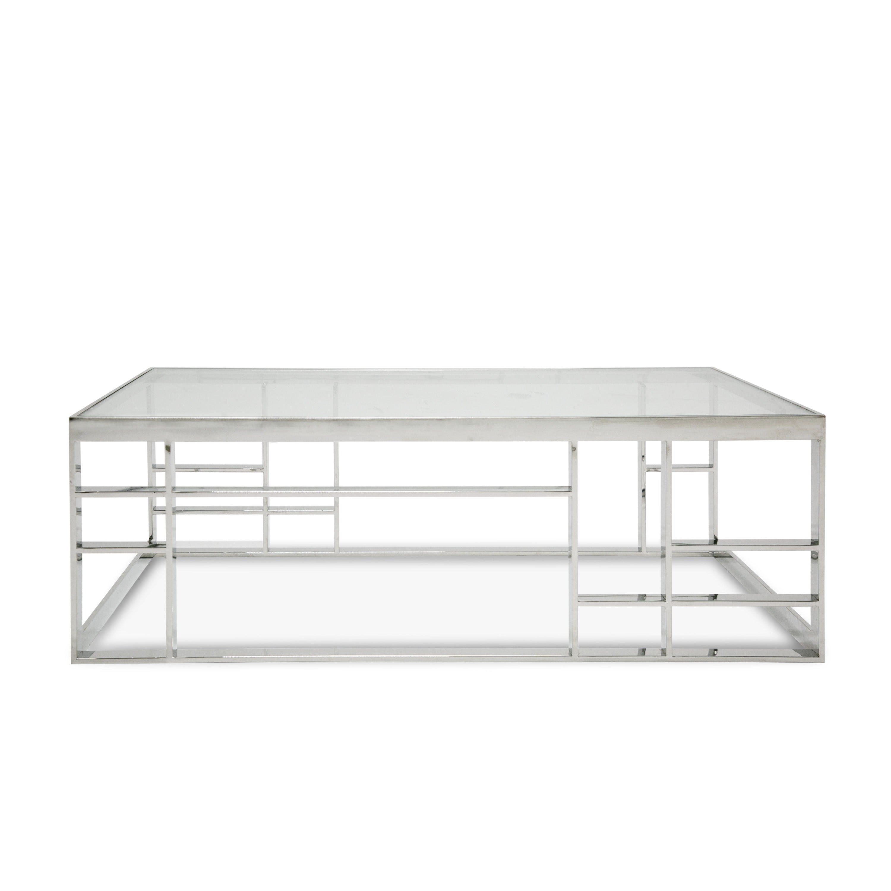 Modrest Stephen Modern Glass & Stainless Steel Coffee Table  Model VGHB-341A