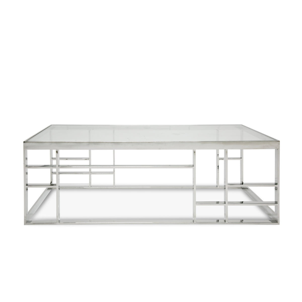Modrest Stephen Modern Glass & Stainless Steel Coffee Table  Model VGHB-341A