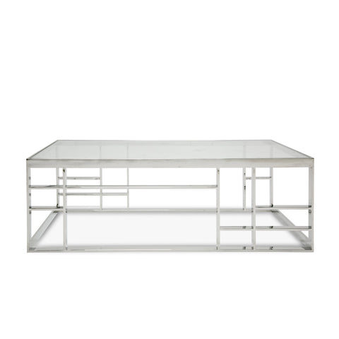 Modrest Stephen Modern Glass & Stainless Steel Coffee Table  Model VGHB-341A