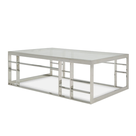 Modrest Stephen Modern Glass & Stainless Steel Coffee Table  Model VGHB-341A