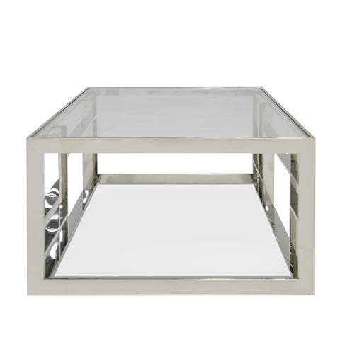 Modrest Stephen Modern Glass & Stainless Steel Coffee Table  Model VGHB-341A